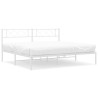 Cadre de lit métal sans matelas et tête de lit blanc 200x200 cm 