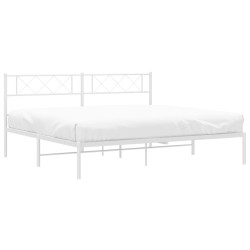 Cadre de lit métal sans matelas et tête de lit blanc 200x200 cm 
