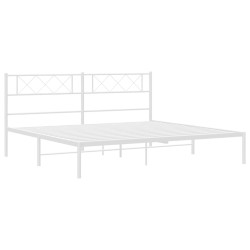 Cadre de lit métal sans matelas et tête de lit blanc 200x200 cm 
