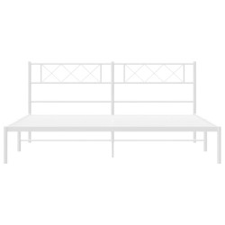 Cadre de lit métal sans matelas et tête de lit blanc 200x200 cm 