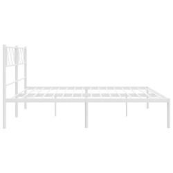 Cadre de lit métal sans matelas et tête de lit blanc 200x200 cm 