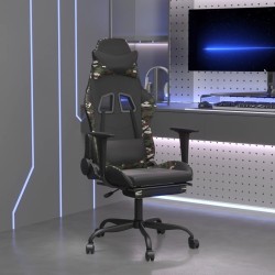 Chaise de jeu avec repose-pied Noir et camouflage Similicuir 