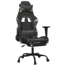 Chaise de jeu avec repose-pied Noir et camouflage Similicuir 