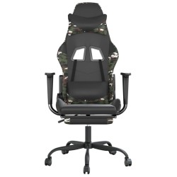 Chaise de jeu avec repose-pied Noir et camouflage Similicuir 