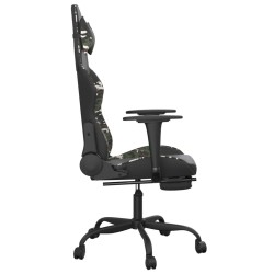 Chaise de jeu avec repose-pied Noir et camouflage Similicuir 