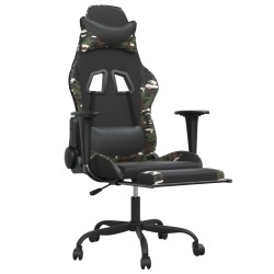 Chaise de jeu avec repose-pied Noir et camouflage Similicuir 