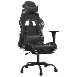 Chaise de jeu de massage repose-pied Noir&Camouflage Similicuir 