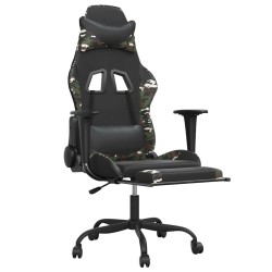 Chaise de jeu de massage repose-pied Noir&Camouflage Similicuir 
