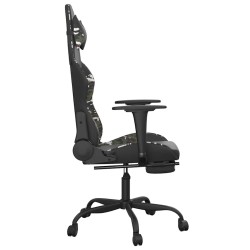 Chaise de jeu de massage repose-pied Noir&Camouflage Similicuir 
