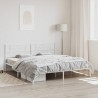 Cadre de lit métal sans matelas et tête de lit blanc 200x200 cm 