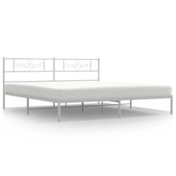 Cadre de lit métal sans matelas et tête de lit blanc 200x200 cm 