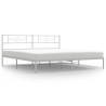 Cadre de lit métal sans matelas et tête de lit blanc 200x200 cm 