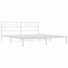 Cadre de lit métal sans matelas et tête de lit blanc 200x200 cm 