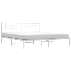 Cadre de lit métal sans matelas et tête de lit blanc 200x200 cm 