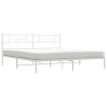 Cadre de lit métal sans matelas et tête de lit blanc 200x200 cm 