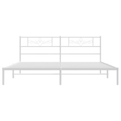 Cadre de lit métal sans matelas et tête de lit blanc 200x200 cm 