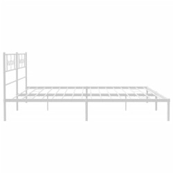 Cadre de lit métal sans matelas et tête de lit blanc 200x200 cm 
