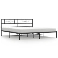 Cadre de lit métal sans matelas avec tête de lit noir 200x200cm 