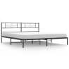 Cadre de lit métal sans matelas avec tête de lit noir 200x200cm 