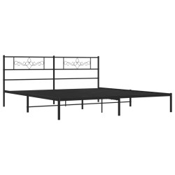 Cadre de lit métal sans matelas avec tête de lit noir 200x200cm 