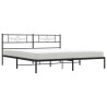 Cadre de lit métal sans matelas avec tête de lit noir 200x200cm 