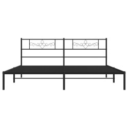Cadre de lit métal sans matelas avec tête de lit noir 200x200cm 