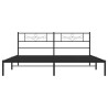 Cadre de lit métal sans matelas avec tête de lit noir 200x200cm 