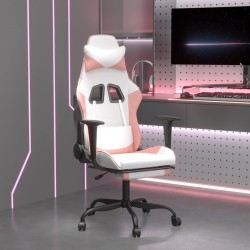Chaise de jeu avec repose-pied Blanc et rose Similicuir 