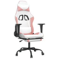 Chaise de jeu avec repose-pied Blanc et rose Similicuir 