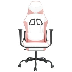 Chaise de jeu avec repose-pied Blanc et rose Similicuir 