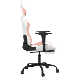 Chaise de jeu avec repose-pied Blanc et rose Similicuir 