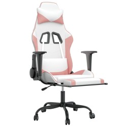Chaise de jeu avec repose-pied Blanc et rose Similicuir 