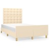 Cadre de lit sans matelas crème 120x190 cm tissu 