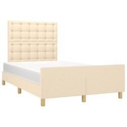 Cadre de lit sans matelas crème 120x190 cm tissu 