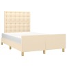 Cadre de lit sans matelas crème 120x190 cm tissu 