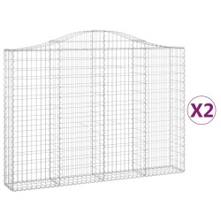 Paniers à gabions arqués 2 pcs 200x30x140/160 cm Fer galvanisé 