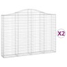 Paniers à gabions arqués 2 pcs 200x30x140/160 cm Fer galvanisé 