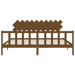 Cadre de lit sans matelas marron miel 200x200cm bois pin massif 