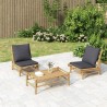 Chaises de jardin lot de 2 avec coussins gris foncé bambou 