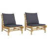 Chaises de jardin lot de 2 avec coussins gris foncé bambou 