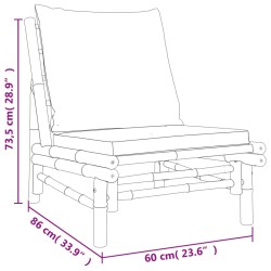Chaises de jardin lot de 2 avec coussins gris foncé bambou 