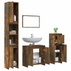 Ensemble de meubles de salle de bain 4 pcs Chêne fumé Bois 