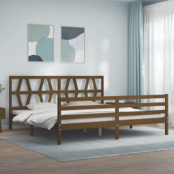 Cadre de lit sans matelas marron miel 200x200 cm bois massif 