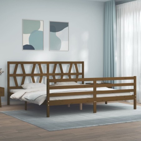 Cadre de lit sans matelas marron miel 200x200 cm bois massif 
