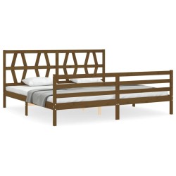 Cadre de lit sans matelas marron miel 200x200 cm bois massif 