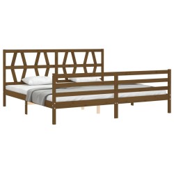 Cadre de lit sans matelas marron miel 200x200 cm bois massif 