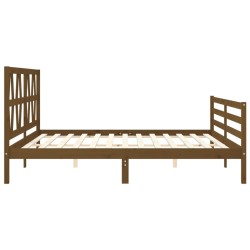 Cadre de lit sans matelas marron miel 200x200 cm bois massif 