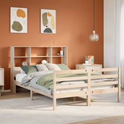 Lit bibliothèque sans matelas 120x190 cm bois de pin massif 