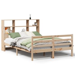 Lit bibliothèque sans matelas 120x190 cm bois de pin massif 