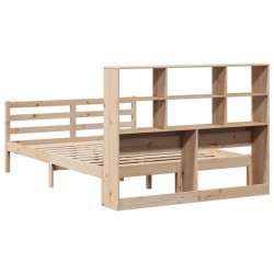 Lit bibliothèque sans matelas 120x190 cm bois de pin massif 
